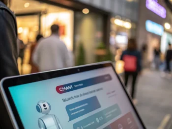 Interfaz de chatbot en un dispositivo digital, destacando un diseño moderno y eficiente para el procesamiento de devoluciones en un entorno de comercio electrónico.